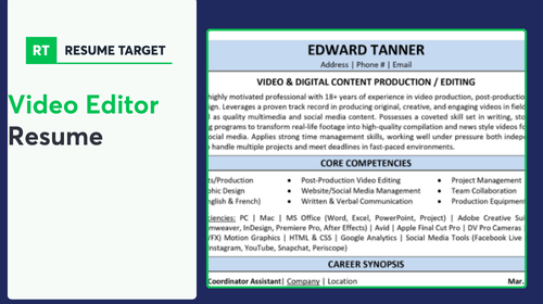 Video Editor Resume Sample