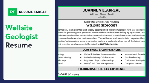 Wellsite Geologist Resume Sample