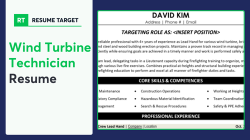 Wind Turbine Technician Resume Sample