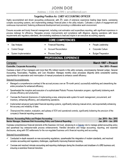 Executive Accounting Resume Sample & Template