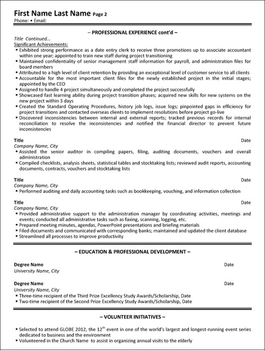 Administrative Assistant Resume Sample & Template Page 2