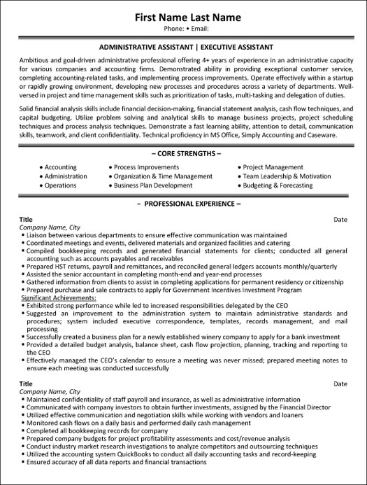 Executive Assistant Professional Resume Sample & Template