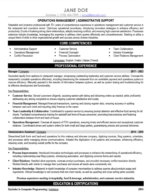 Mid-Career Resume Sample & Template