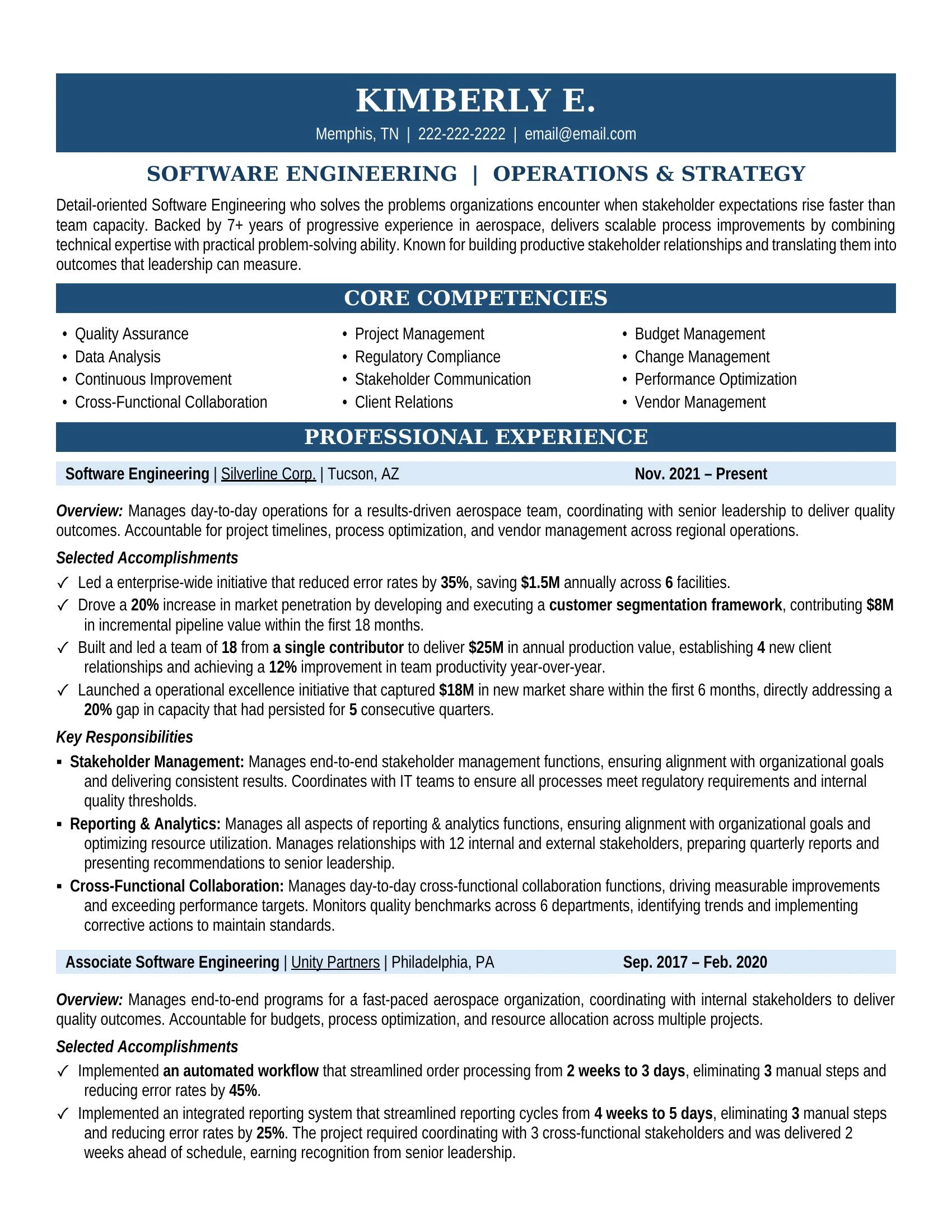 Software Engineering Resume Sample - Aerospace Resume Example 2026