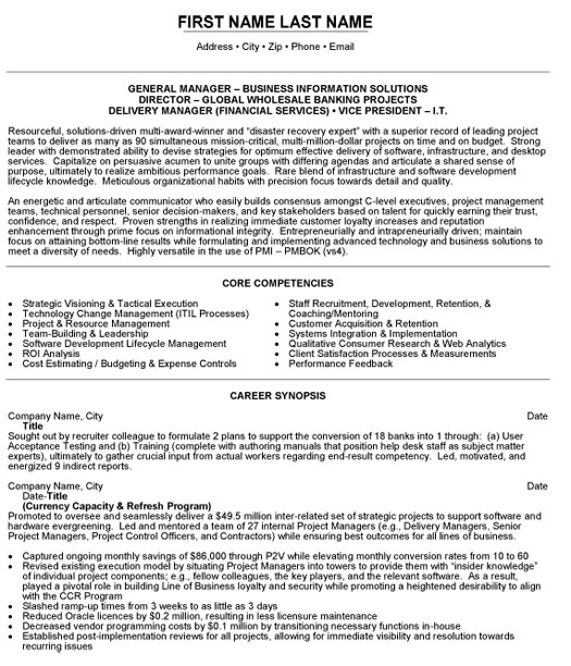 Director of Wholesale Banking Resume Sample & Template
