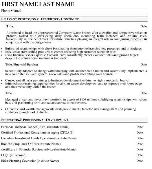 Senior Finance Professional Resume Sample & Template Page 2
