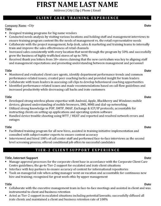 Client Care Specialist Resume Sample & Template Page 2