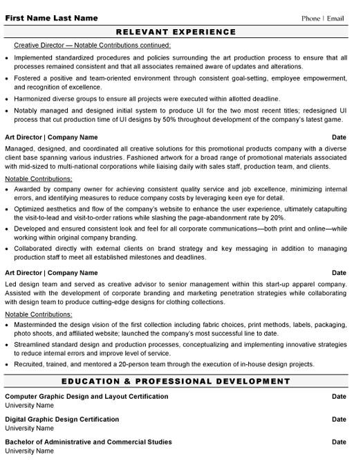 Creative Director Resume Sample & Template Page 2