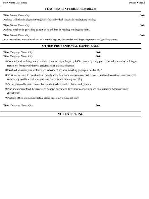 Teacher Resume Sample & Template Page 2