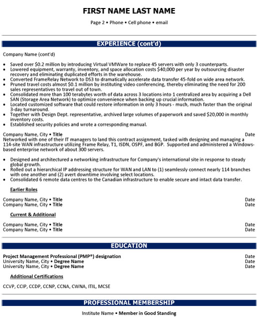 Chief Operations Officer Resume Sample & Template Page 2