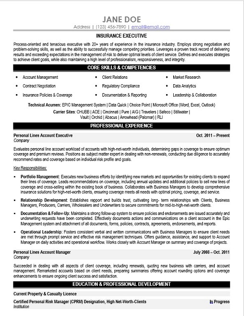 Account Management Executive Resume Sample & Template