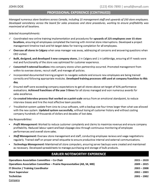 Chief operating Officer Resume Sample & Template Page 2