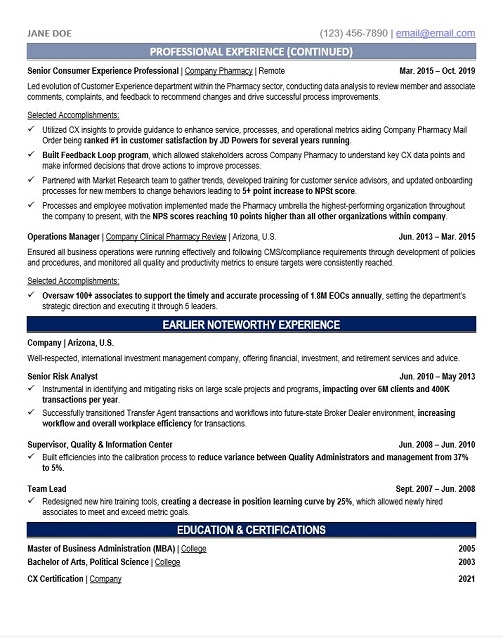 Director Of Customer Experience Resume Sample & Template Page 2