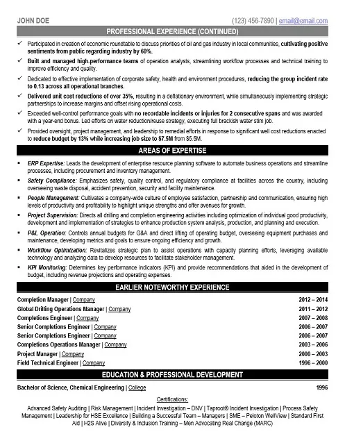 Drilling Operations VP Resume Sample - Oil Gas Resume Example 2026