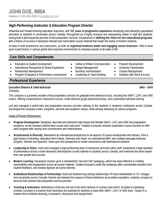 Education Program Director Resume Sample & Template