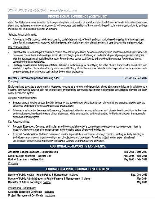 Healthcare Director Resume Sample & Template Page 2