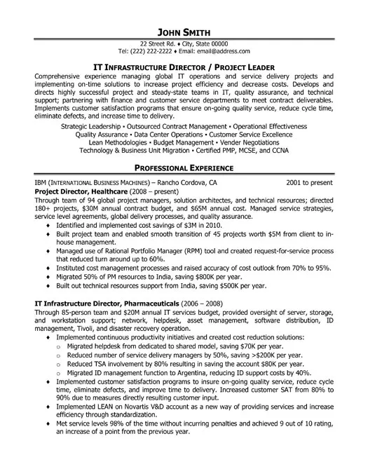 IT Infrastructure Director Resume Sample - Information Technology Resume Example 2026