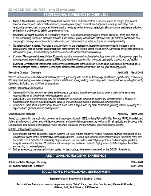 IT Sales Leader Resume Sample & Template Page 2
