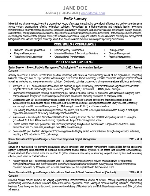 Portfolio Management Director Resume Sample & Template