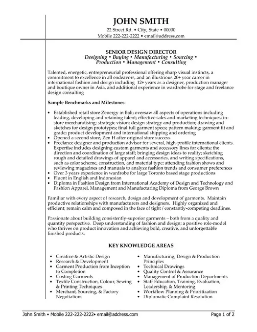 Senior Design Director Resume Sample - Design Resume Example 2026