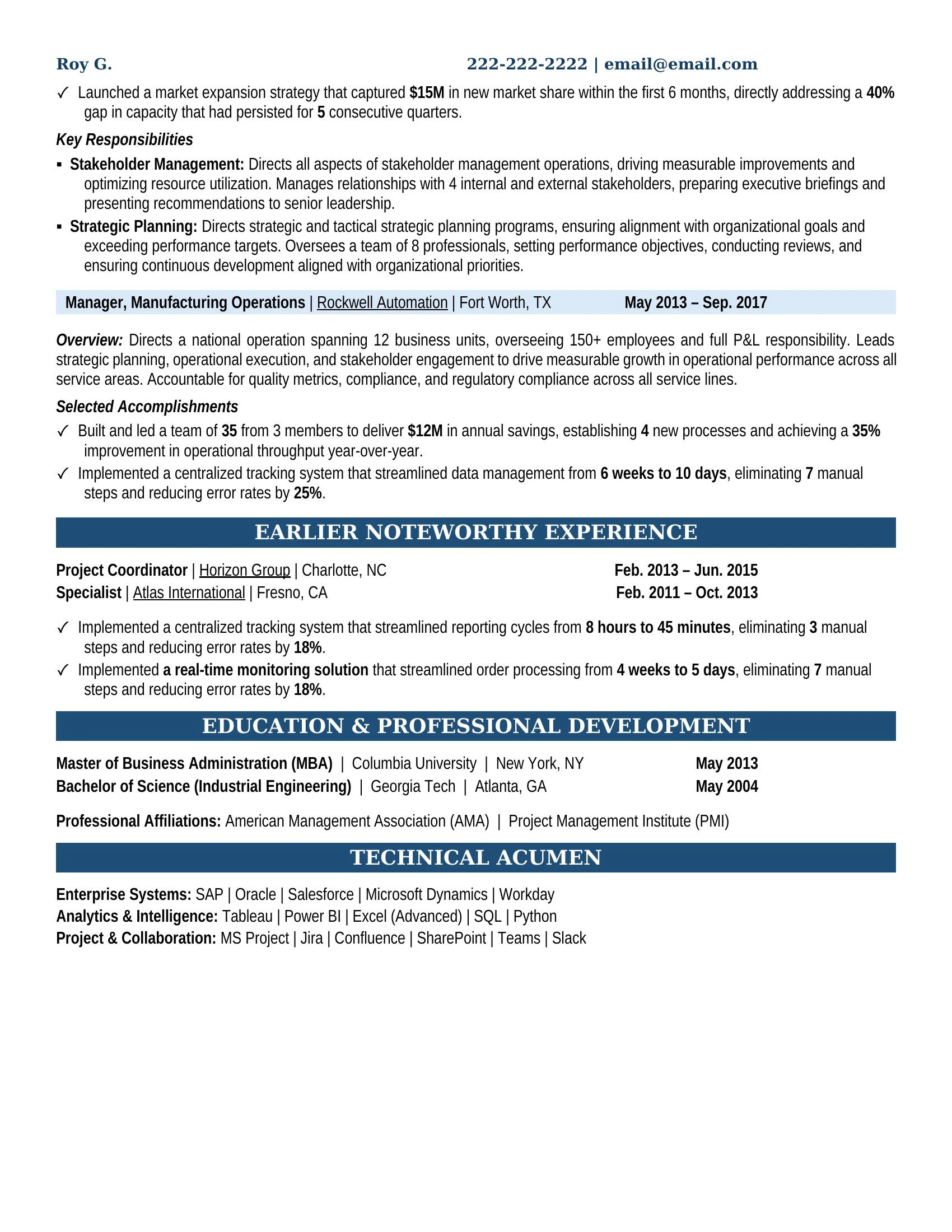 Executive Vp Of Risk Management Resume Example - Work Experience & Education