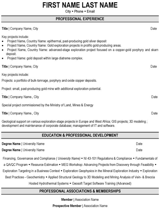 Exploration Geologist Resume Sample & Template Page 2