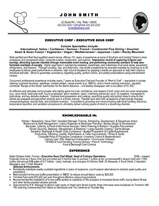 Executive Chef Resume Sample - Hospitality Resume Example 2026