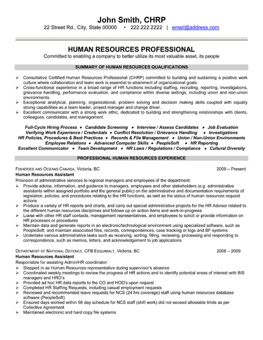 Human Resources Professional Resume Sample & Template
