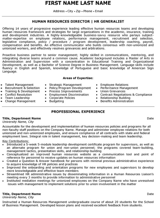 Human Resource Director Resume Sample Template
