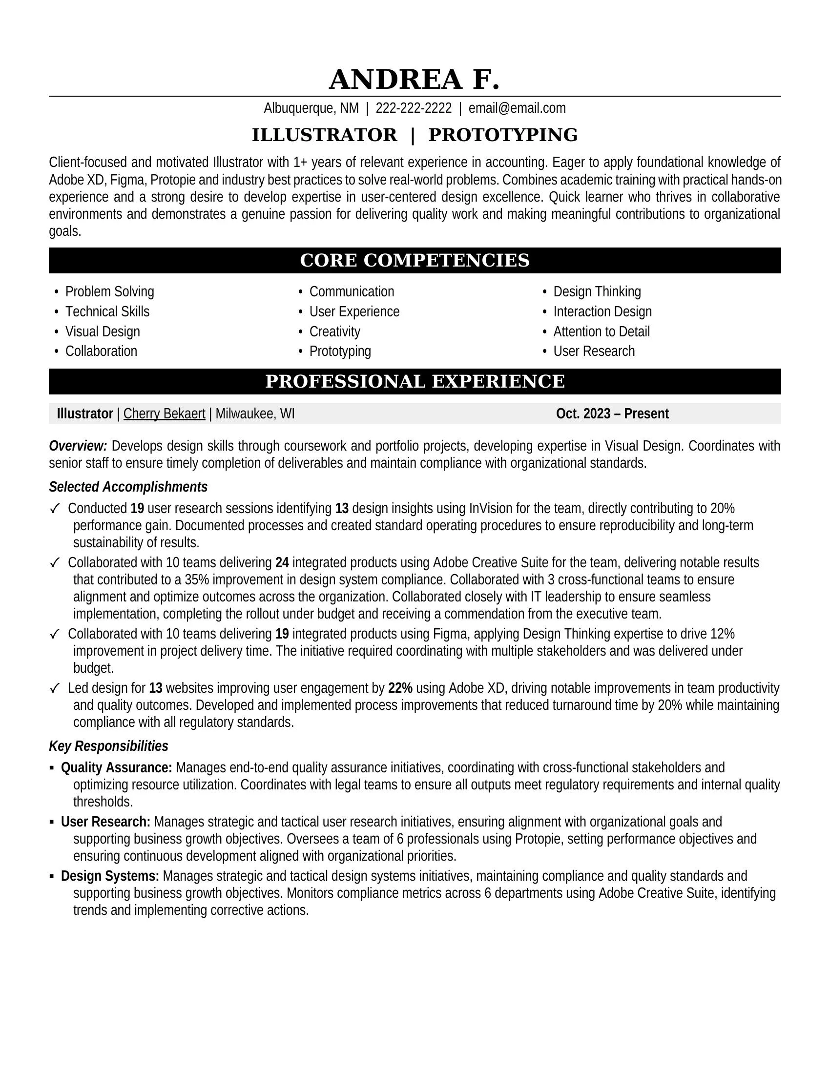 Illustrator Resume Sample - Arts Resume Example 2026