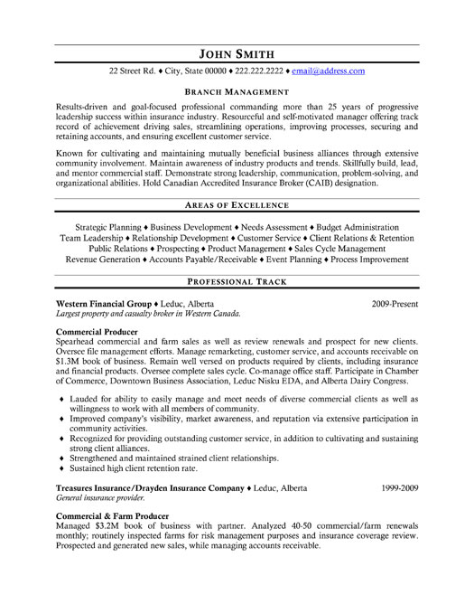 Branch Manager Resume Sample & Template