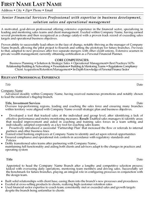 Senior Financial Services Professional Operations Manager Resume Sample - Operations Resume Example 2026