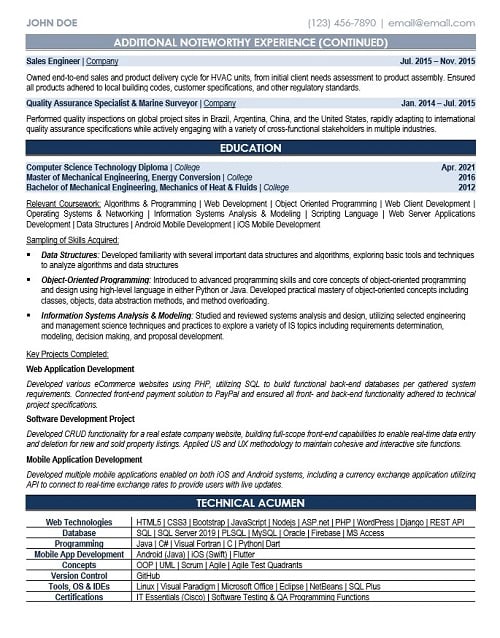 Application Developer Resume Sample & Template Page 2