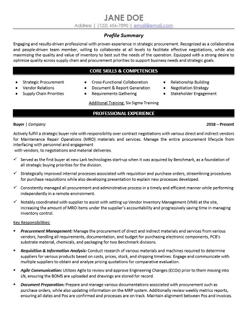 Buyer Resume Sample & Template