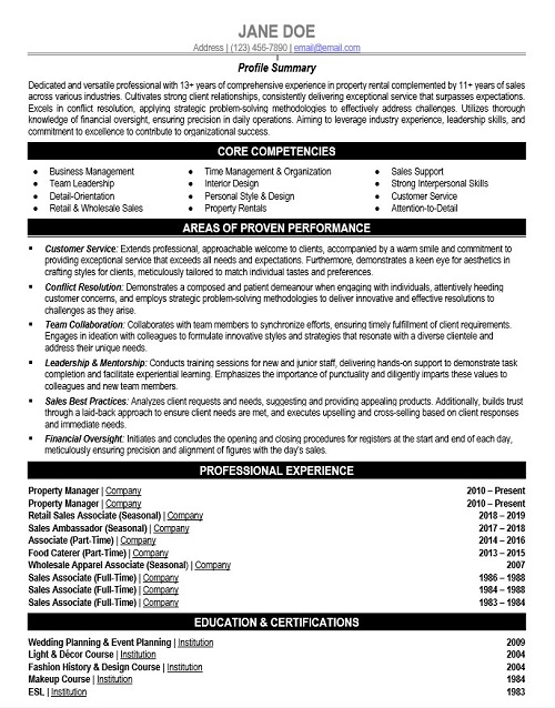 Retail Sales Associate Resume Sample & Template