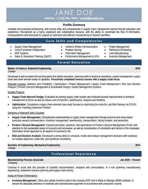 Manufacturing Process Associate Resume Sample & Template