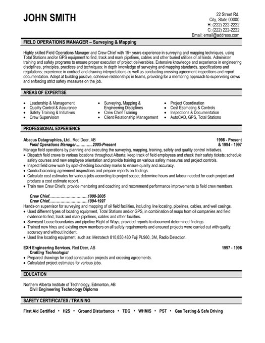 Field Operations Manager Resume Sample & Template