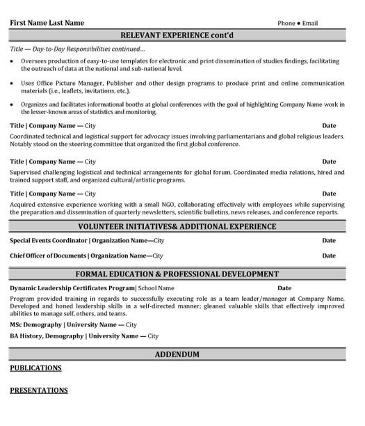 Communications Officer Resume Sample & Template Page 2