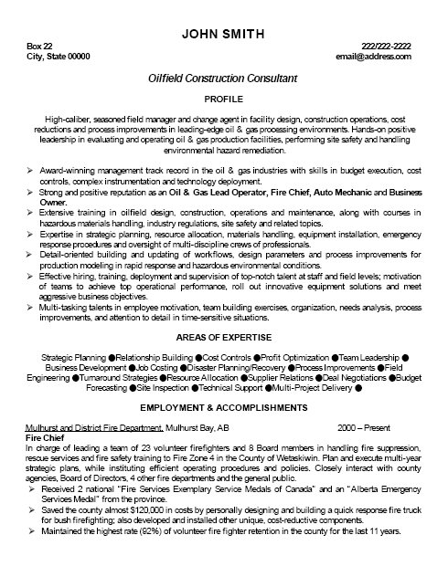 Construction Consultant Resume Sample & Template