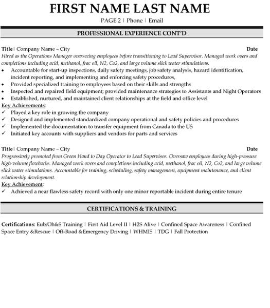 Operations Superintendent Resume Sample & Template Page 2