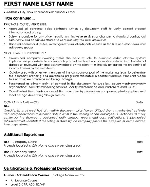 Retail Manager Resume Sample & Template Page 2