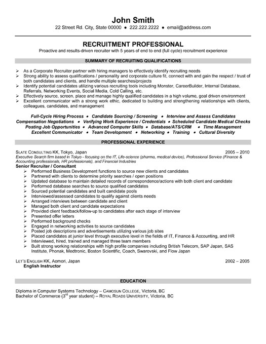 Senior Recruiter Resume Sample & Template