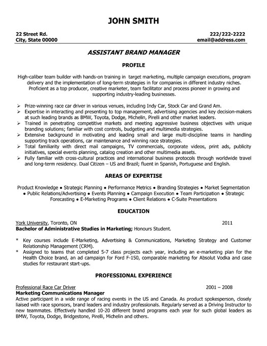 Assistant Brand Manager Resume Sample & Template