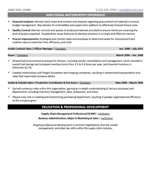 Procurement Supervisor Resume Sample & Template Page 2