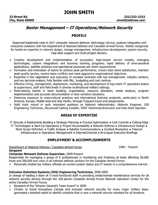 Network Security Manager Resume Sample & Template