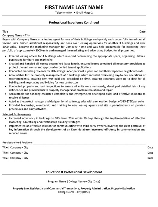 Advertising Manager Resume Sample & Template Page 2