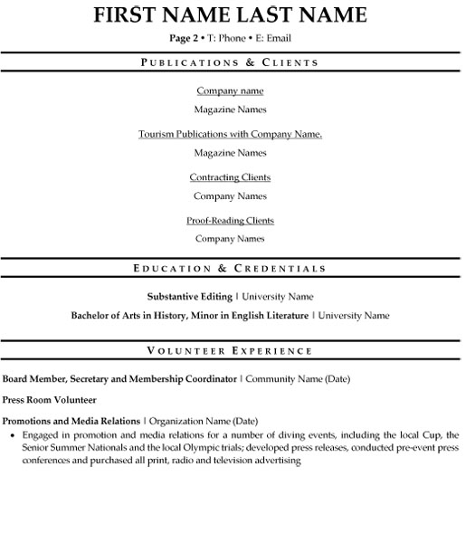 Managing Editor Resume Sample & Template Page 2