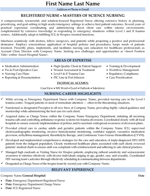 Registered Nursing Professional Resume Sample & Template