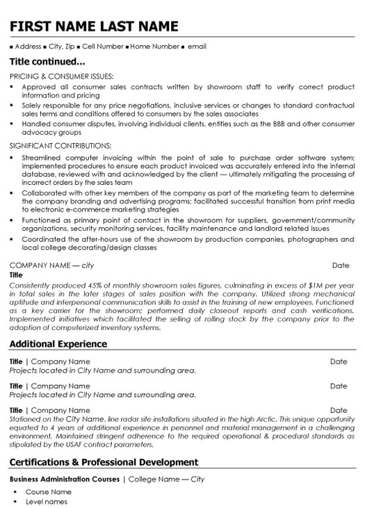 Retail Manager Resume Sample & Template Page 2