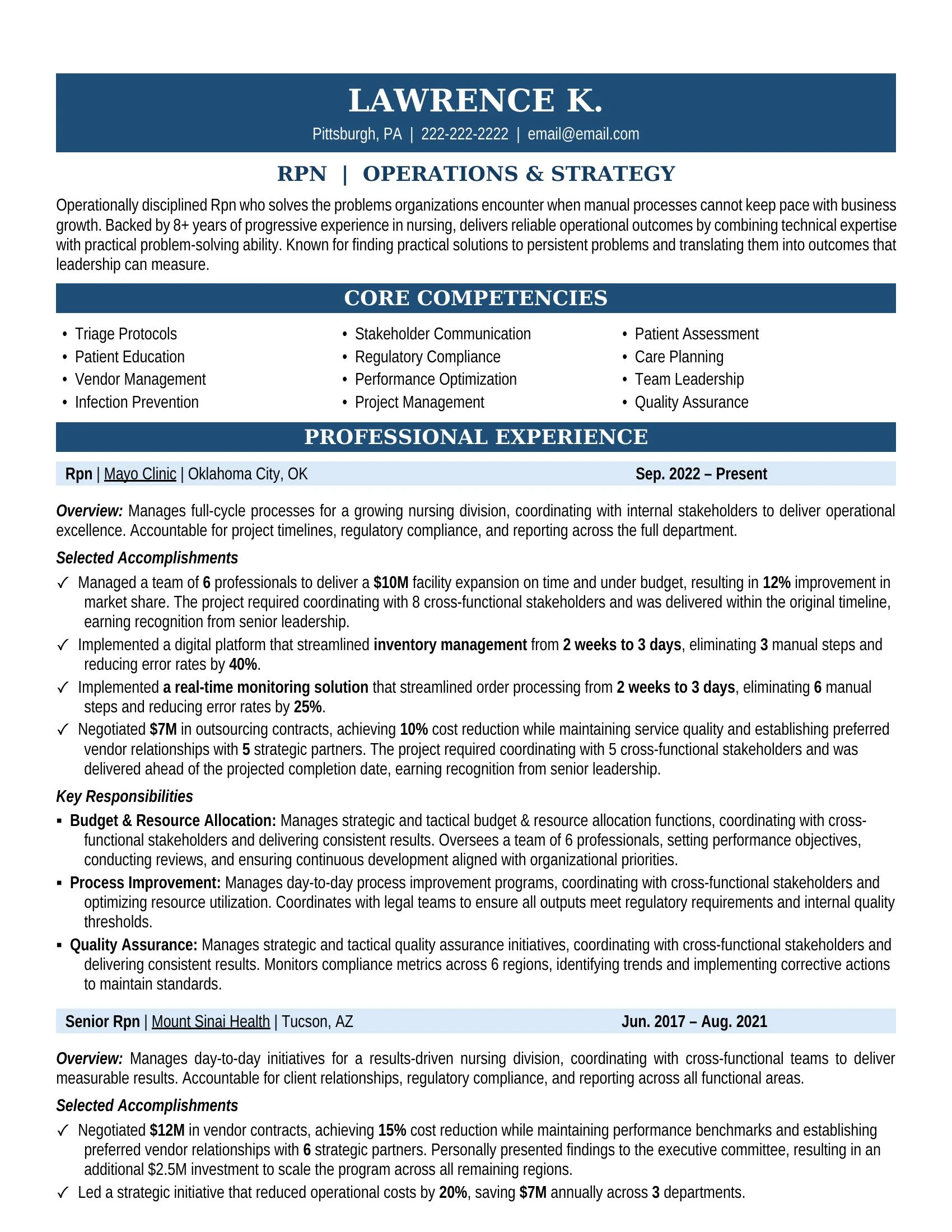 Rpn Resume Sample - Nursing Resume Example 2026